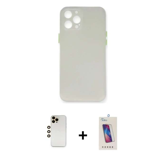 MARSİLYAN™- iPhone 12 Pro Max Kılıf Yadigar Yansıma Serisi - Siyah Joko 5D Cam + Shine Kamera Lens - GD