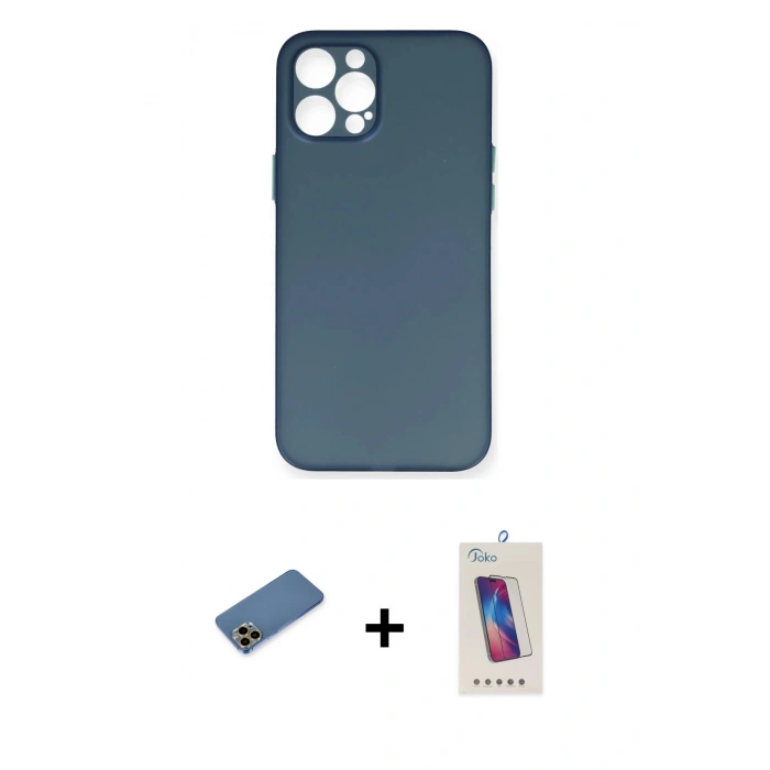 MARSİLYAN™- iPhone 12 Pro Max Kılıf Yadigar Yansıma Serisi - Siyah Joko 5D Cam + Shine Kamera Lens Koruma Cam - GD