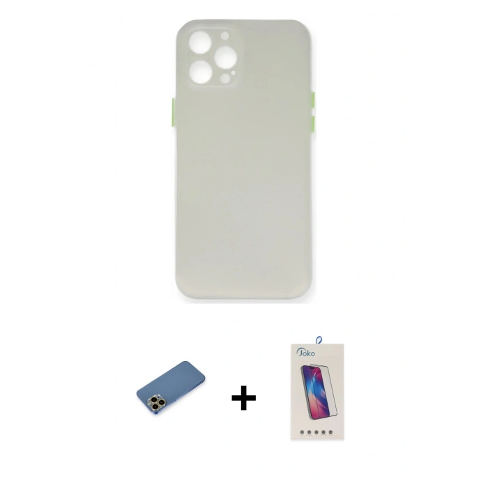 MARSİLYAN™- iPhone 12 Pro Max Kılıf Yadigar Yansıma Serisi - Siyah Joko 5D Cam + Shine Kamera Lens Koruma Cam - GD