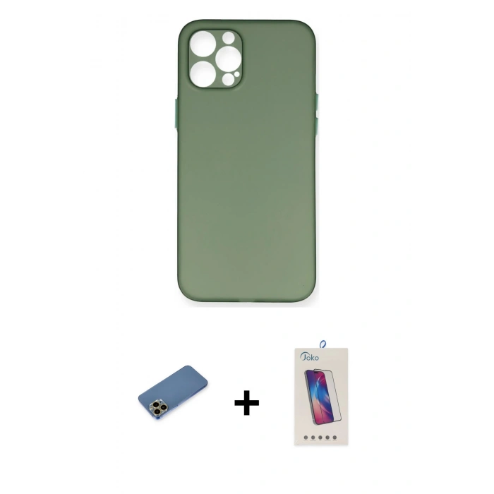 MARSİLYAN™- iPhone 12 Pro Max Kılıf Yadigar Yansıma Serisi - Siyah Joko 5D Cam + Shine Kamera Lens Koruma Cam - GD
