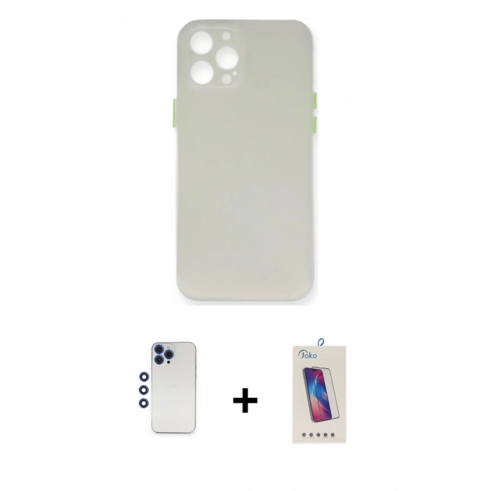 MARSİLYAN™- iPhone 12 Pro Max Kılıf Yadigar Yansıma Serisi - Siyah Joko 5D Cam + Shine Kamera Lens - LT