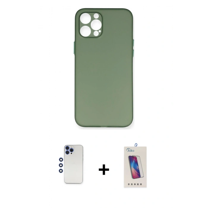 MARSİLYAN™- iPhone 12 Pro Max Kılıf Yadigar Yansıma Serisi - Siyah Joko 5D Cam + Shine Kamera Lens - LT