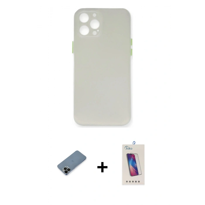 MARSİLYAN™- iPhone 12 Pro Max Kılıf Yadigar Yansıma Serisi - Siyah Joko 5D Cam + Shine Kamera Lens Koruma Cam - SH