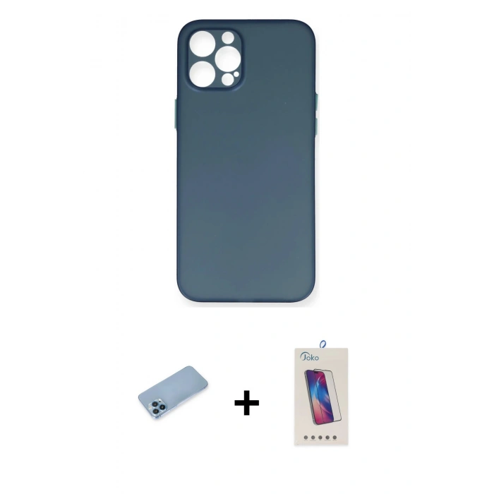 MARSİLYAN™- iPhone 12 Pro Max Kılıf Yadigar Yansıma Serisi - Siyah Joko 5D Cam + Shine Kamera Lens Koruma Cam - MI