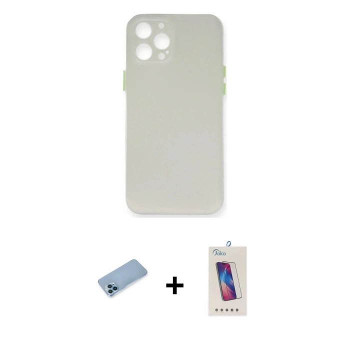MARSİLYAN™- iPhone 12 Pro Max Kılıf Yadigar Yansıma Serisi - Siyah Joko 5D Cam + Shine Kamera Lens Koruma Cam - MI