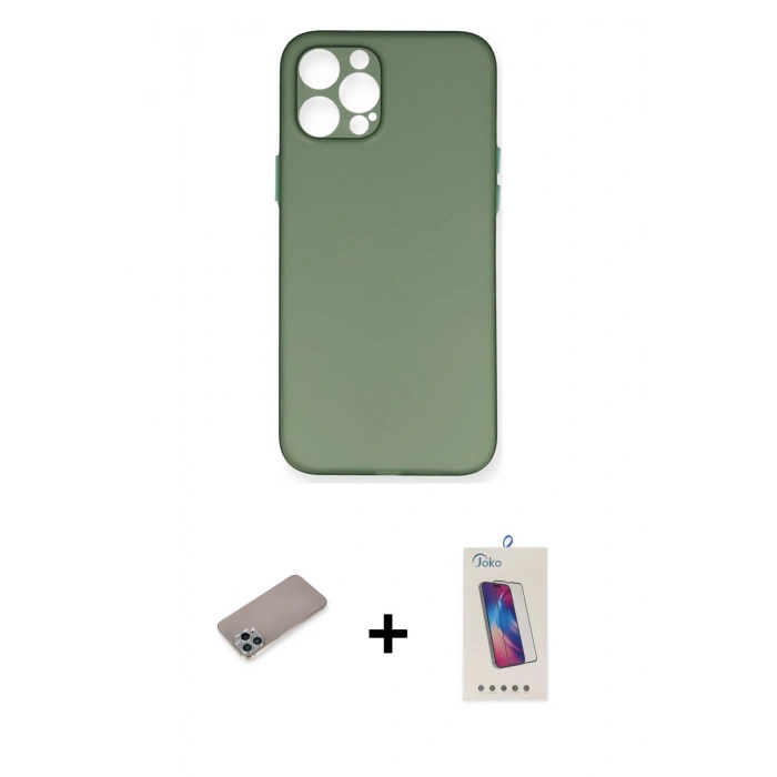 MARSİLYAN™- iPhone 12 Pro Max Kılıf Yadigar Yansıma Serisi - Siyah Joko 5D Cam + Shine Kamera Lens Koruma Cam - SABE