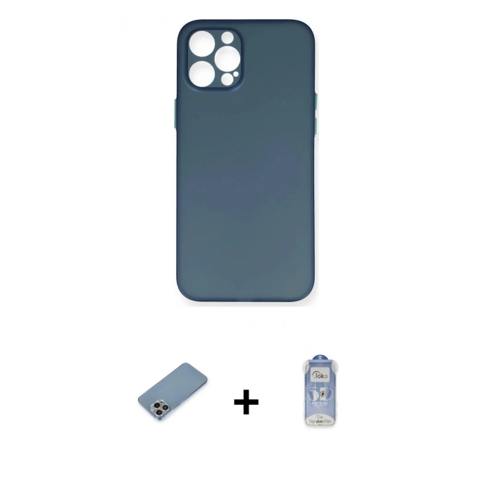 MARSİLYAN™- iPhone 12 Pro Max Kılıf Yadigar Yansıma Serisi - Siyah Joko Magic 5D Cam + Shine Kamera Lens Koruma Cam - GI