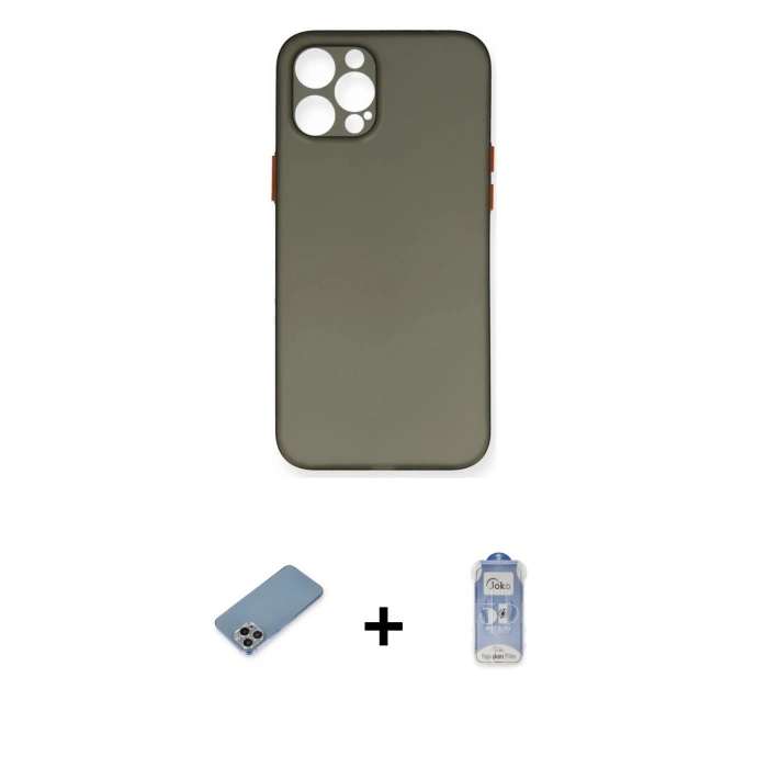 MARSİLYAN™- iPhone 12 Pro Max Kılıf Yadigar Yansıma Serisi - Siyah Joko Magic 5D Cam + Shine Kamera Lens Koruma Cam - GI