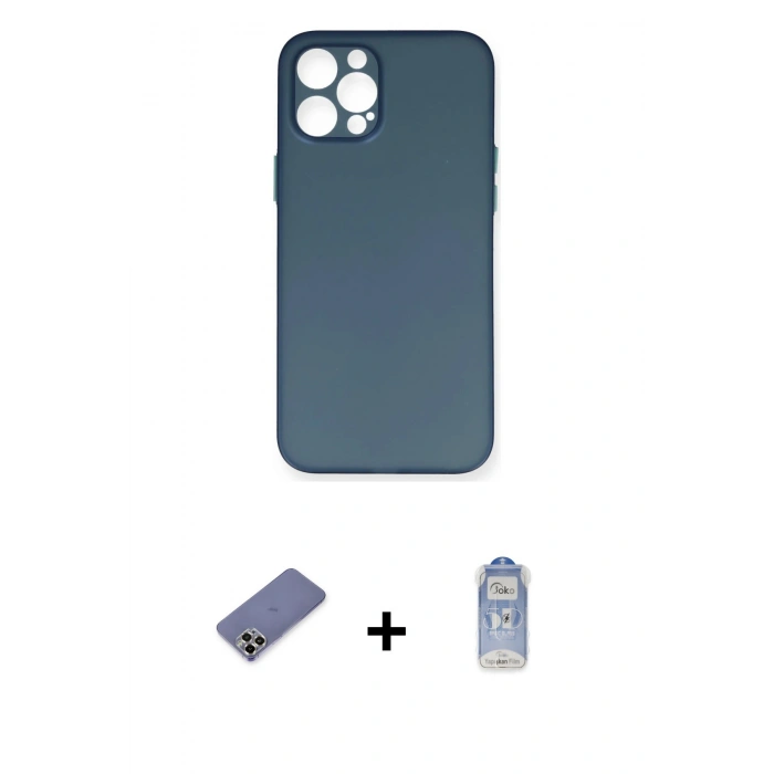 MARSİLYAN™- iPhone 12 Pro Max Kılıf Yadigar Yansıma Serisi - Siyah Joko Magic 5D Cam + Gold Metal Kamera Lens Koruma Cam