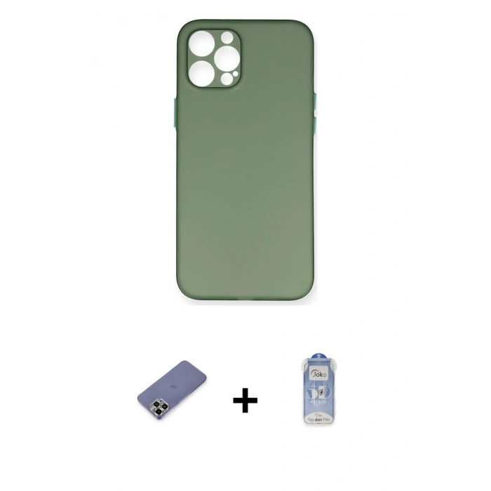 MARSİLYAN™- iPhone 12 Pro Max Kılıf Yadigar Yansıma Serisi - Siyah Joko Magic 5D Cam + Gold Metal Kamera Lens Koruma Cam