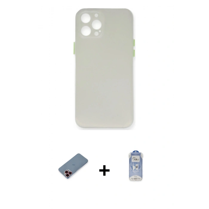 MARSİLYAN™- iPhone 12 Pro Max Kılıf Yadigar Yansıma Serisi - Siyah Joko Magic 5D Cam + Metal Kamera Lens Koruma Cam - KI