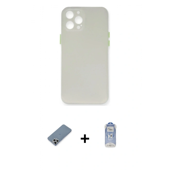 MARSİLYAN™- iPhone 12 Pro Max Kılıf Yadigar Yansıma Serisi - Siyah Joko Magic 5D Cam + Metal Kamera Lens Koruma Cam - GS