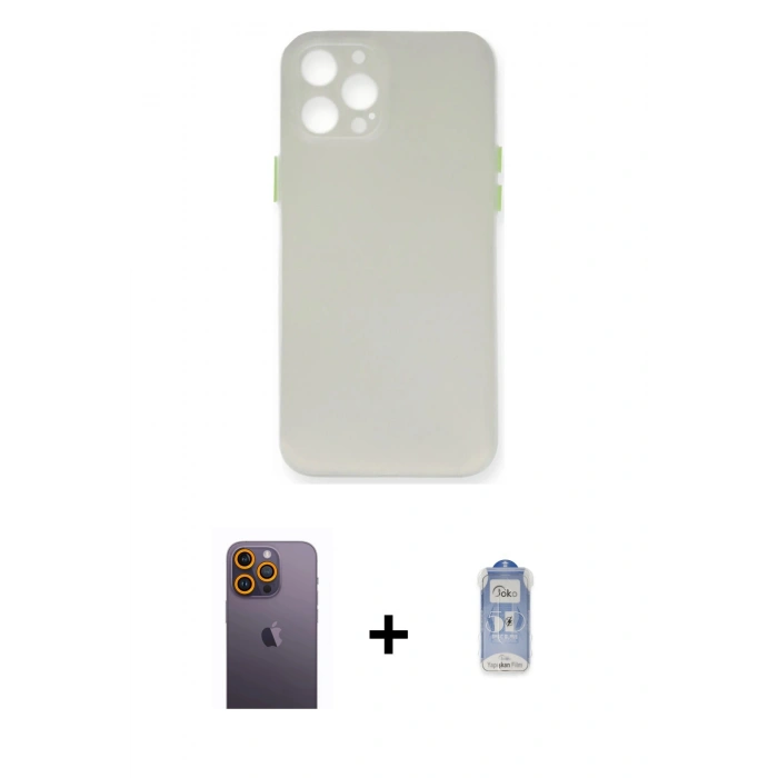 MARSİLYAN™- iPhone 12 Pro Max Kılıf Yadigar Yansıma Serisi - Siyah Joko Magic 5D Cam + Neon Fosforlu Kamera Lens - SI