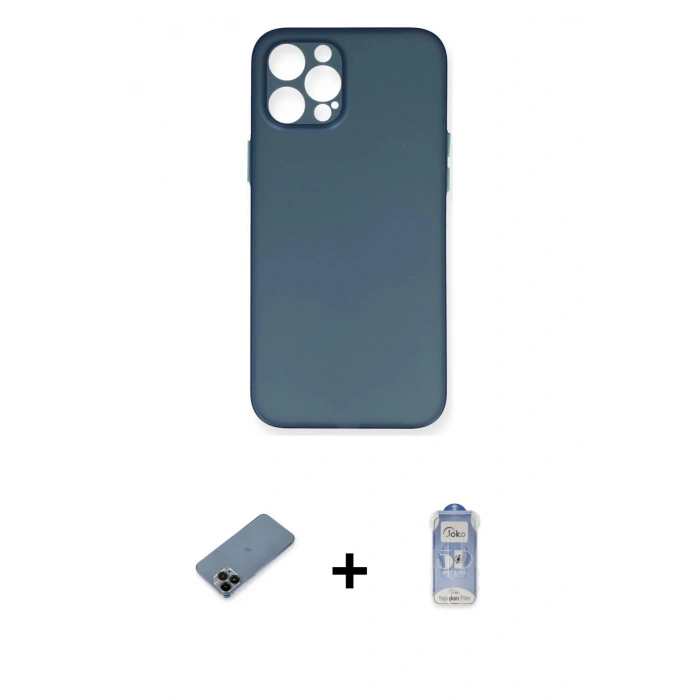 MARSİLYAN™- iPhone 12 Pro Max Kılıf Yadigar Yansıma Serisi - Siyah Joko Magic 5D Cam + Shine Kamera Lens Koruma Cam - SH