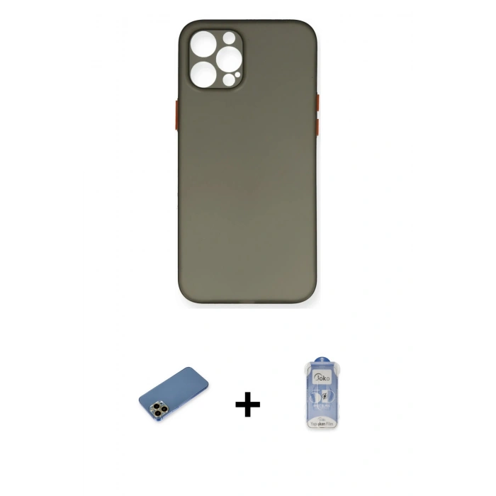 MARSİLYAN™- iPhone 12 Pro Max Kılıf Yadigar Yansıma Serisi - Siyah Joko Magic 5D Cam + Shine Kamera Lens Koruma Cam - GD