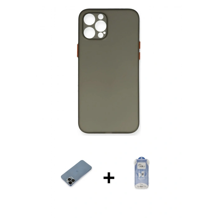 MARSİLYAN™- iPhone 12 Pro Max Kılıf Yadigar Yansıma Serisi - Siyah Joko Magic 5D Cam + Shine Kamera Lens Koruma Cam - SH