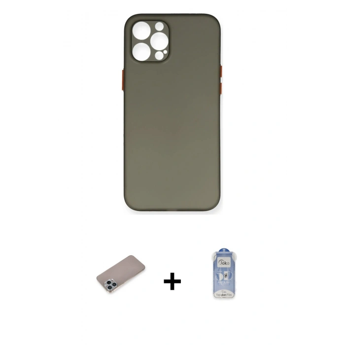 MARSİLYAN™- iPhone 12 Pro Max Kılıf Yadigar Yansıma Serisi - Siyah Joko Magic 5D Cam + Shine Kamera Lens Koruma Cam - SABE