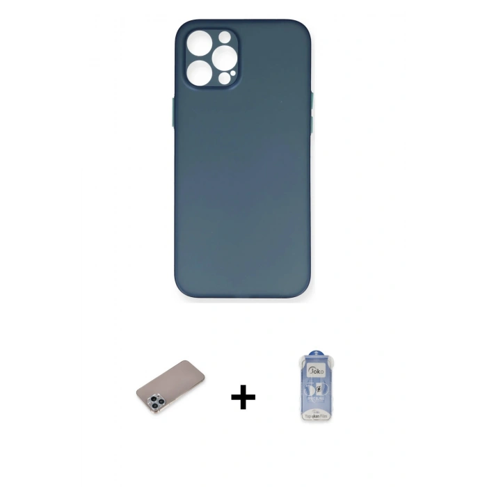 MARSİLYAN™- iPhone 12 Pro Max Kılıf Yadigar Yansıma Serisi - Siyah Joko Magic 5D Cam + Shine Kamera Lens Koruma Cam - SABE