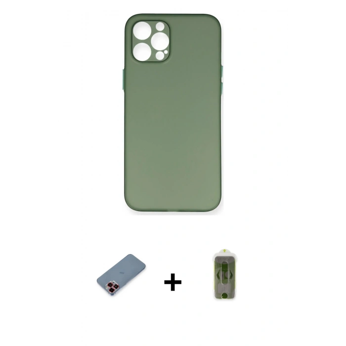 MARSİLYAN™- iPhone 12 Pro Max Kılıf Yadigar Yansıma Serisi - Siyah Joko Magic 5D Hayalet Cam + Metal Kamera Lens Koruma Cam - KI
