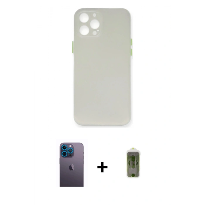 MARSİLYAN™- iPhone 12 Pro Max Kılıf Yadigar Yansıma Serisi - Siyah Joko Magic 5D Hayalet Cam + Neon Fosforlu Kamera Lens - MI
