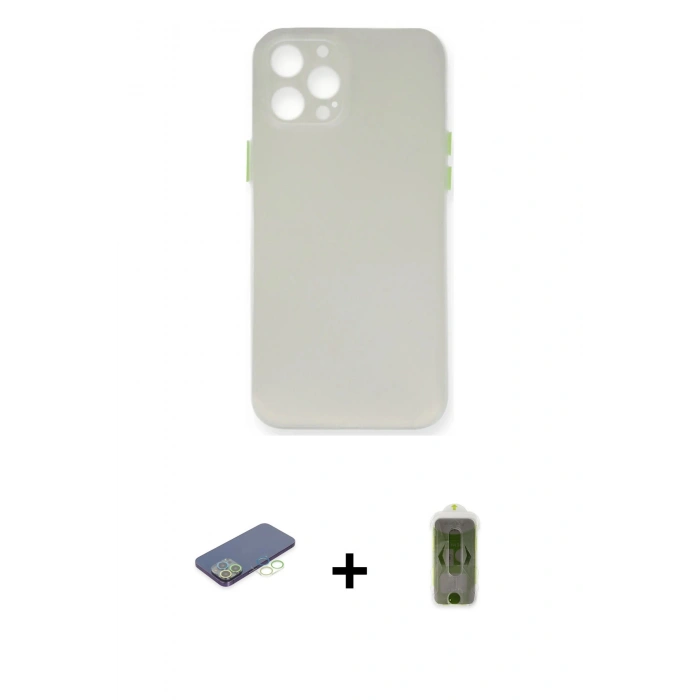 MARSİLYAN™- iPhone 12 Pro Max Kılıf Yadigar Yansıma Serisi - Siyah Joko Magic 5D Hayalet Cam + Renkli Kamera Lens Koruma Cam - YL