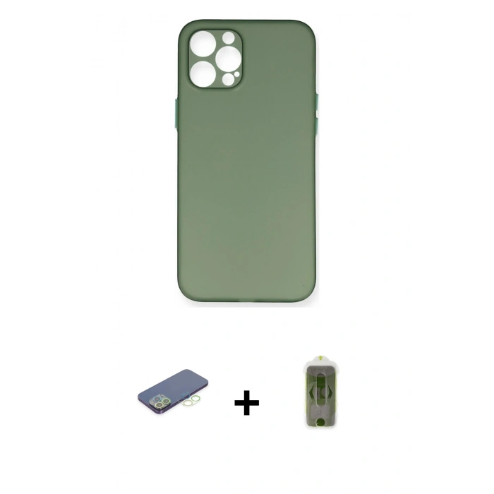 MARSİLYAN™- iPhone 12 Pro Max Kılıf Yadigar Yansıma Serisi - Siyah Joko Magic 5D Hayalet Cam + Renkli Kamera Lens Koruma Cam - YL