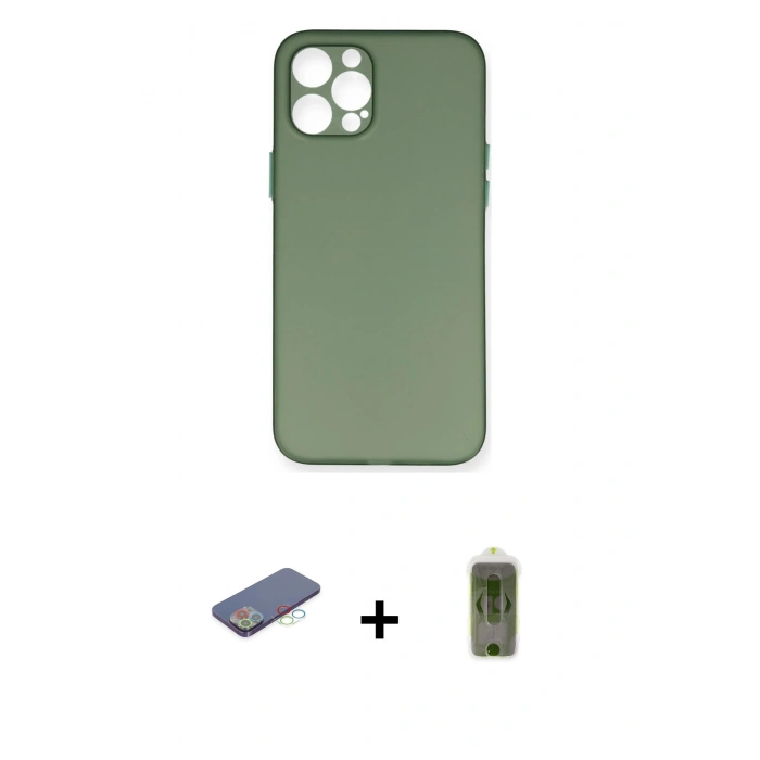 MARSİLYAN™- iPhone 12 Pro Max Kılıf Yadigar Yansıma Serisi - Siyah Joko Magic 5D Hayalet Cam + Renkli Kamera Lens Koruma Cam - MI
