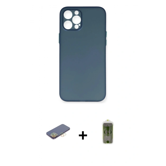 MARSİLYAN™- iPhone 12 Pro Max Kılıf Yadigar Yansıma Serisi - Siyah Joko Magic 5D Hayalet Cam + Sarı Renkli Kamera Lens Koruma Cam