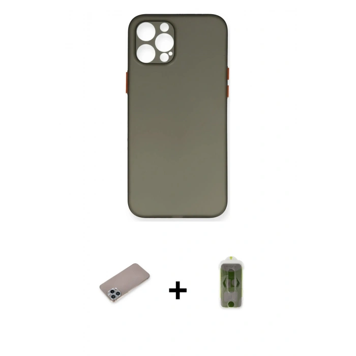 MARSİLYAN™- iPhone 12 Pro Max Kılıf Yadigar Yansıma Serisi - Siyah Joko Magic 5D Hayalet Cam + Shine Kamera Lens Koruma Cam - SABE