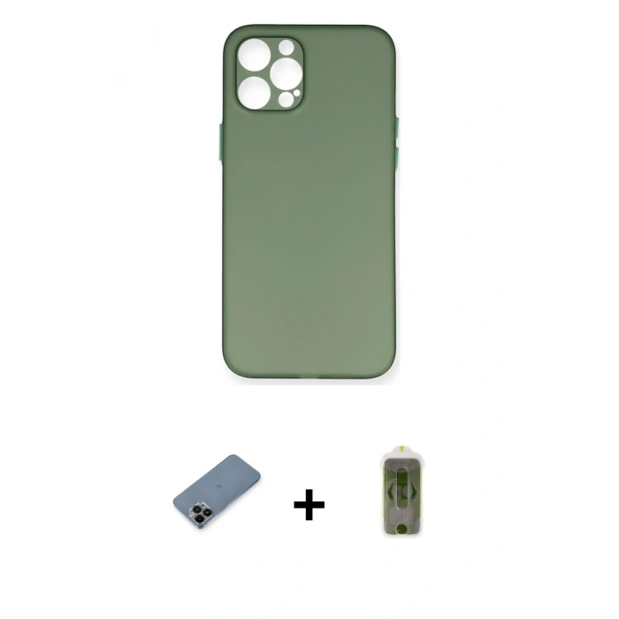 MARSİLYAN™- iPhone 12 Pro Max Kılıf Yadigar Yansıma Serisi - Siyah Joko Magic 5D Hayalet Cam + Shine Kamera Lens Koruma Cam - SH