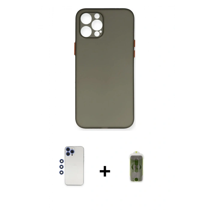 MARSİLYAN™- iPhone 12 Pro Max Kılıf Yadigar Yansıma Serisi - Siyah Joko Magic 5D Hayalet Cam + Shine Kamera Lens - LT