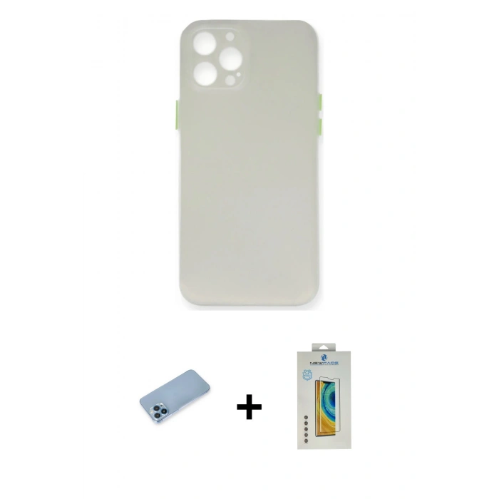 MARSİLYAN™- iPhone 12 Pro Max Kılıf Yadigar Yansıma Serisi - Siyah Polymer Nano Ekran Koruyucu + Shine Kamera Lens Koruma Cam - MI