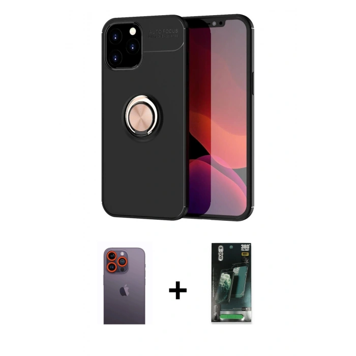 MARSİLYAN™- iPhone 12 Pro Max Kılıf Yankı Form Prime - Şeffaf 360 Full Body Arka Koruyucu + Neon Fosforlu Kamera Lens - TU