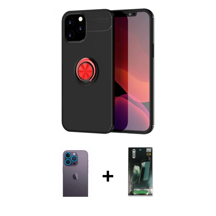MARSİLYAN™- iPhone 12 Pro Max Kılıf Yankı Form Prime - Şeffaf 360 Full Body Arka Koruyucu + Neon Fosforlu Kamera Lens - MI