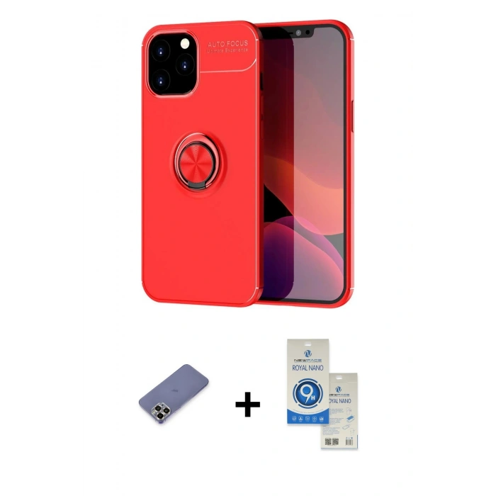 MARSİLYAN™- iPhone 12 Pro Max Kılıf Yankı Form Prime - Şeffaf Royal Nano Ekran Koruyucu + Metal Kamera Lens Koruma Cam - GD