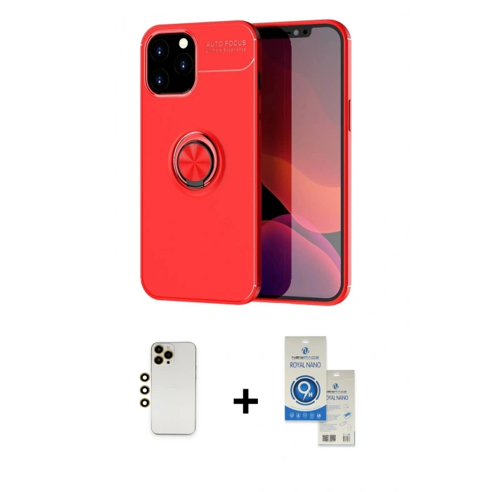 MARSİLYAN™- iPhone 12 Pro Max Kılıf Yankı Form Prime - Şeffaf Royal Nano Ekran Koruyucu + Shine Kamera Lens - GD