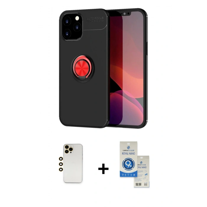 MARSİLYAN™- iPhone 12 Pro Max Kılıf Yankı Form Prime - Şeffaf Royal Nano Ekran Koruyucu + Shine Kamera Lens - GD