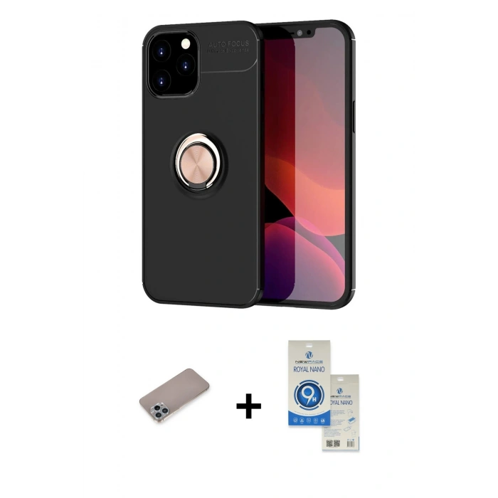 MARSİLYAN™- iPhone 12 Pro Max Kılıf Yankı Form Prime - Şeffaf Royal Nano Ekran Koruyucu + Shine Kamera Lens Koruma Cam - SABE