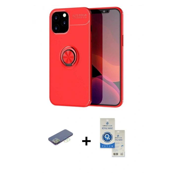 MARSİLYAN™- iPhone 12 Pro Max Kılıf Yankı Form Prime - Şeffaf Royal Nano Ekran Koruyucu + Renkli Kamera Lens Koruma Cam - YL