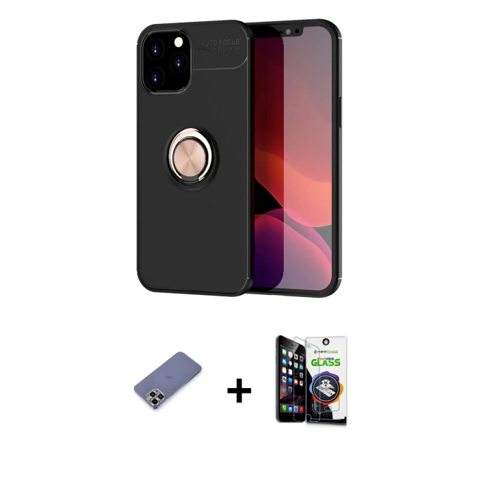 MARSİLYAN™- iPhone 12 Pro Max Kılıf Yankı Form Prime - Şeffaf Temperli Cam Ekran Koruyucu + Metal Kamera Lens Koruma Cam - GD