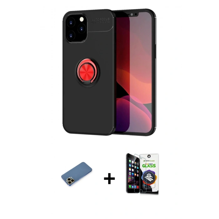 MARSİLYAN™- iPhone 12 Pro Max Kılıf Yankı Form Prime - Şeffaf Temperli Cam Ekran Koruyucu + Gold Shine Kamera Lens Koruma Cam