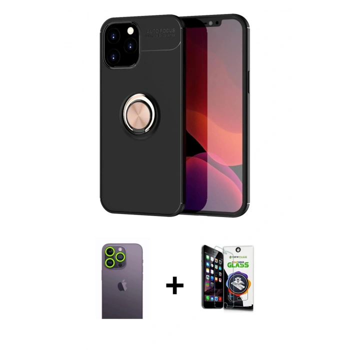 MARSİLYAN™- iPhone 12 Pro Max Kılıf Yankı Form Prime - Şeffaf Temperli Cam Ekran Koruyucu + Neon Fosforlu Kamera Lens - YL
