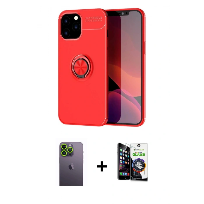 MARSİLYAN™- iPhone 12 Pro Max Kılıf Yankı Form Prime - Şeffaf Temperli Cam Ekran Koruyucu + Neon Fosforlu Kamera Lens - YL