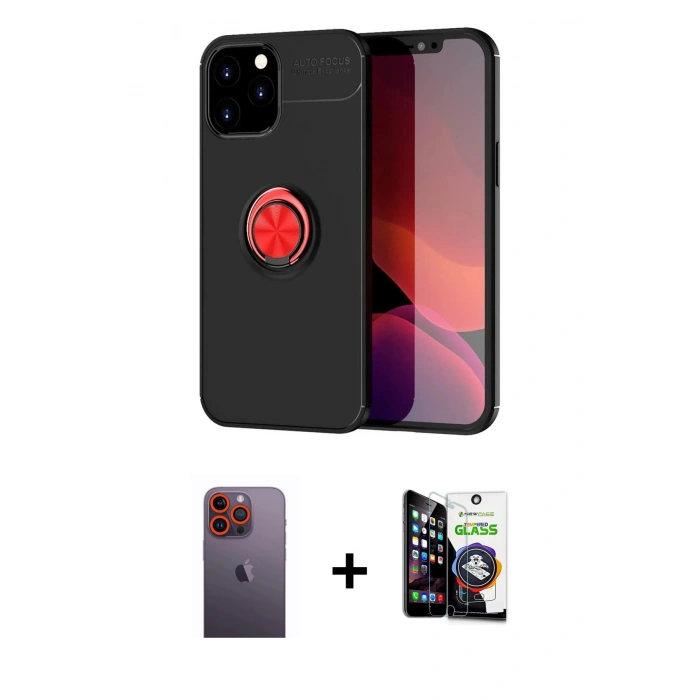 MARSİLYAN™- iPhone 12 Pro Max Kılıf Yankı Form Prime - Şeffaf Temperli Cam Ekran Koruyucu + Neon Fosforlu Kamera Lens - TU