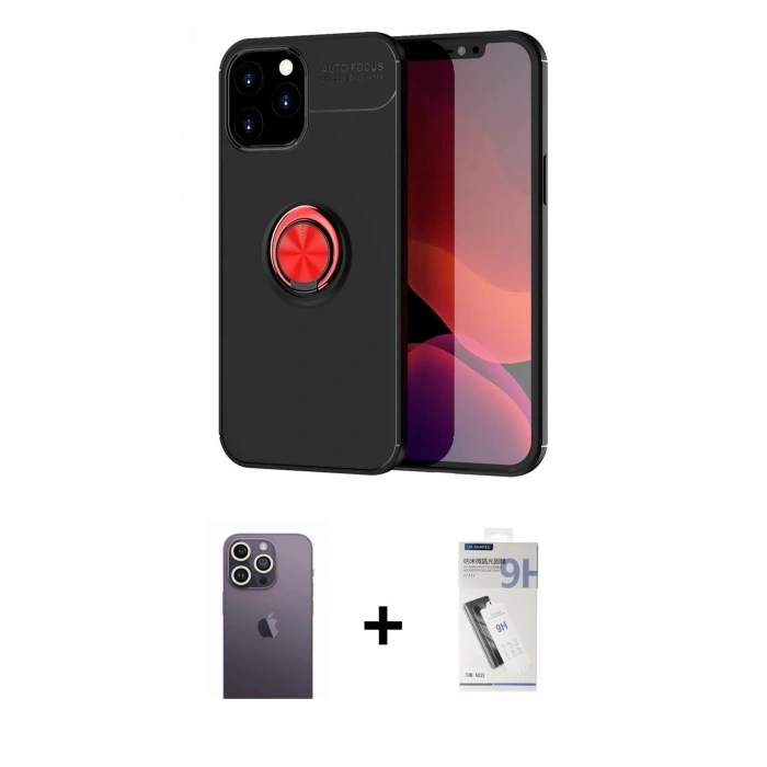 MARSİLYAN™- iPhone 12 Pro Max Kılıf Yankı Form Prime - Şeffaf Uv Polymer Nano Ekran Koruyucu + Beyaz Neon Fosforlu Kamera Lens