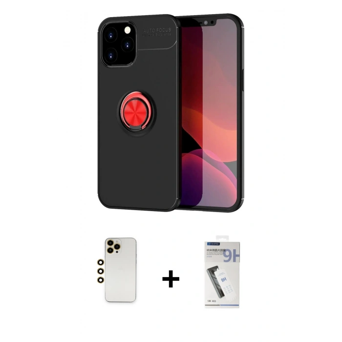 MARSİLYAN™- iPhone 12 Pro Max Kılıf Yankı Form Prime - Şeffaf Uv Polymer Nano Ekran Koruyucu + Shine Kamera Lens - GD