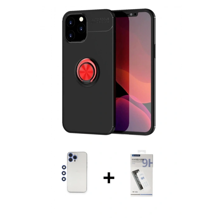 MARSİLYAN™- iPhone 12 Pro Max Kılıf Yankı Form Prime - Şeffaf Uv Polymer Nano Ekran Koruyucu + Lacivert Shine Kamera Lens