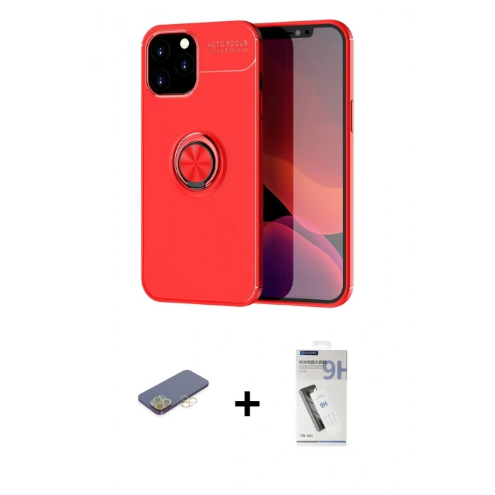MARSİLYAN™- iPhone 12 Pro Max Kılıf Yankı Form Prime - Şeffaf Uv Polymer Nano Ekran Koruyucu + Renkli Kamera Lens Koruma Cam - SI