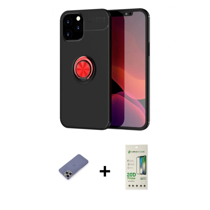 MARSİLYAN™- iPhone 12 Pro Max Kılıf Yankı Form Prime - Siyah 20D Premium Cam Ekran Koruyucu + Metal Kamera Lens Koruma Cam - GD