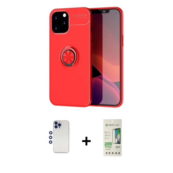 MARSİLYAN™- iPhone 12 Pro Max Kılıf Yankı Form Prime - Siyah 20D Premium Cam Ekran Koruyucu + Shine Kamera Lens - LT